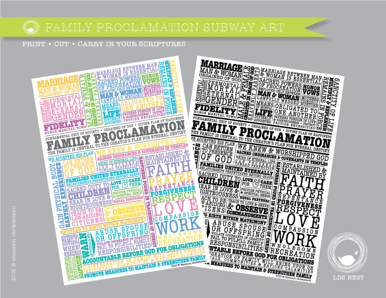 Print Family Proclamation Subway Art Download • Fits in your Scriptures