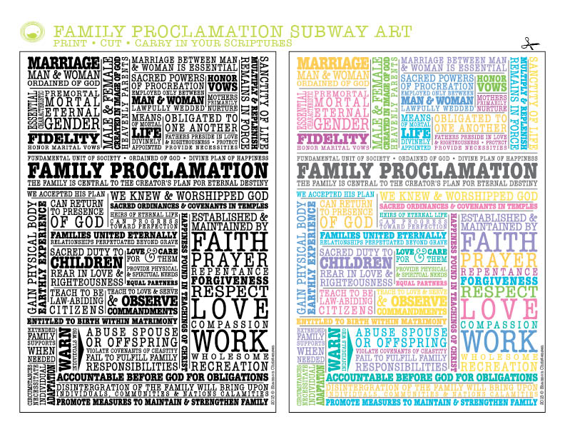 Family Proclamation Subway Art Download