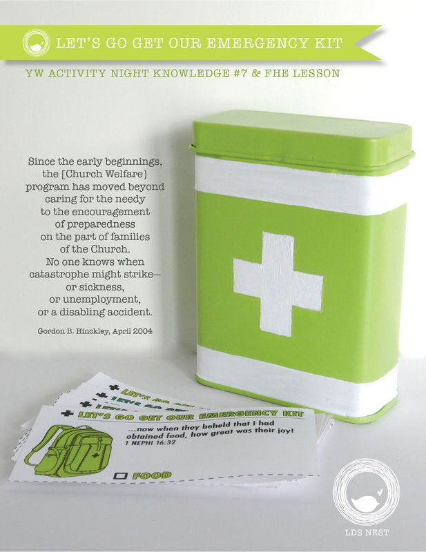 FHE & YW Knowledge #7• Let's Go Get Our Emergency Kit • LDSNEST.com