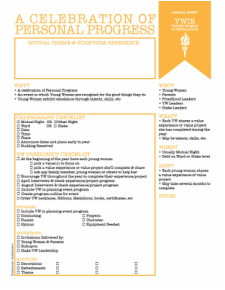 LDS YW Planning Sheet YWIE Young Women In Excellence Download