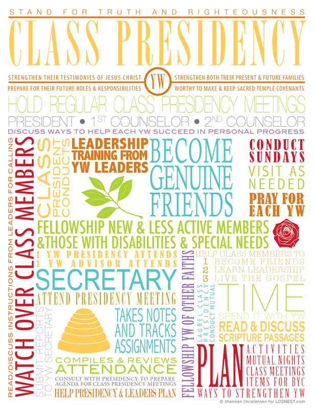 YW Personal Progress Class Presidency LDS NEST