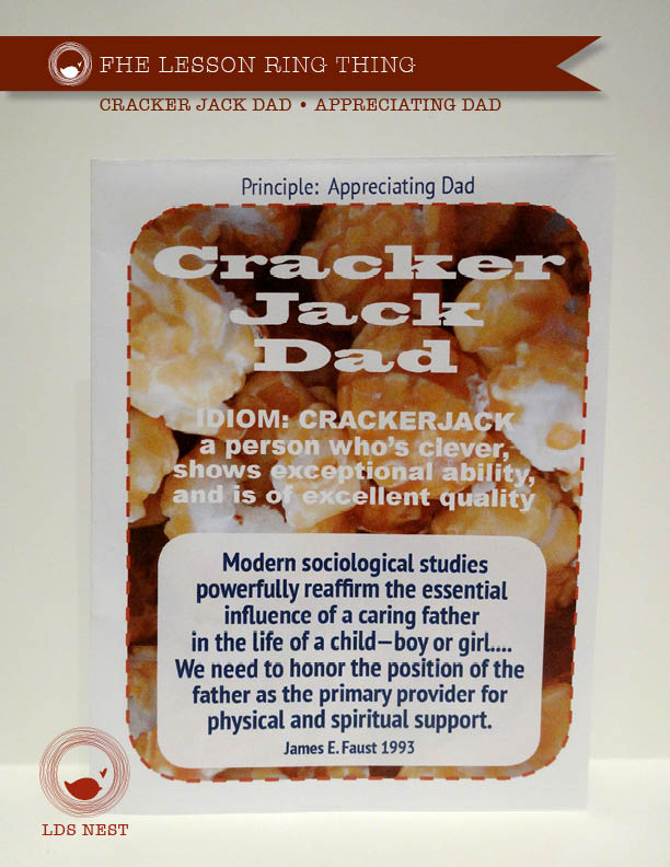 FHE Cracker Jack Dad Father's Day • LDSNEST.com