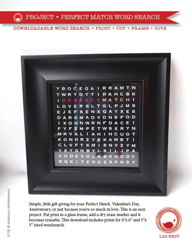 Valentine's Day Project • DIY Word Search • Perfect Match (Print • Cut • Frame • Give)
